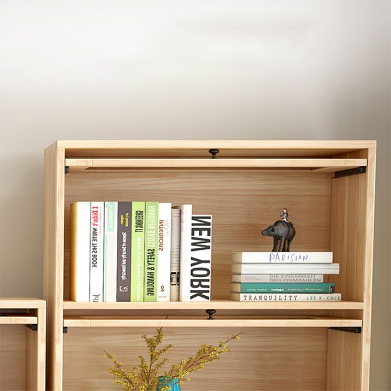 Natural Standard Bookshelf Wooden Modern Closed Back Bookcase
