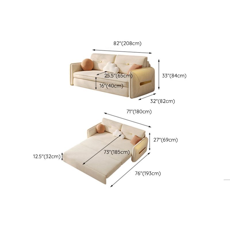 Square Arms Sofa Futon Pillow Included Futon Sofa Bed with Storage