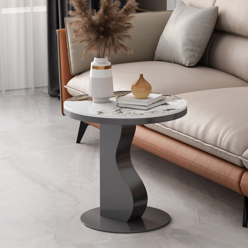 Stone & Iron End Table Dia 19.69" High Round Sofa Side Accent Table