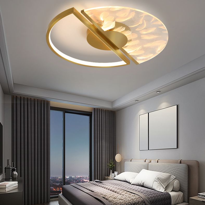 Aluminium Circulaire LED Ceiling Light in Modern Creative Style Acrylic Feather Flush Mount