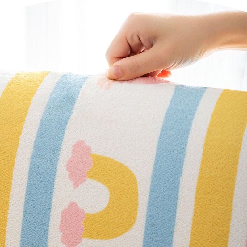 Multi-Color Geometry Area Rug Trendy Striped Carpet Polyester Friendly Washable Area Rug for Bedroom