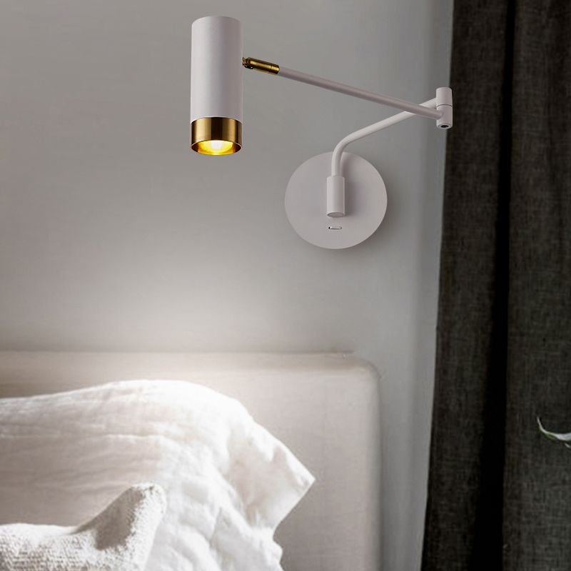 Modern Creative 1-Light Wall Lamp Cylindrical Iron Wall Light for Bedroom