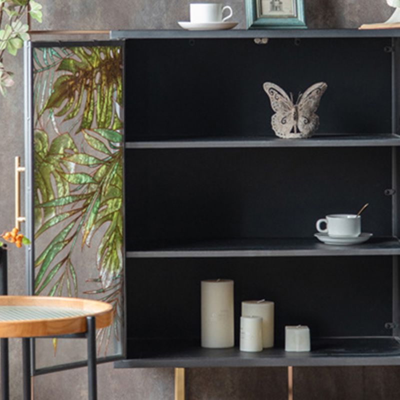 Iron 2/4 - Door Accent Cabinet Industrial Accent Cabinet with Wood Accents