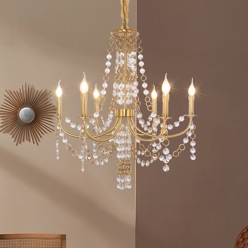 6 lumières Crystal Chandelier Lighting Fixe minimalisme