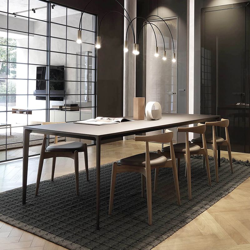Gesinterde stenen krasbestendige tafel eenvoud stijl 4 poten basis rechthoektafel