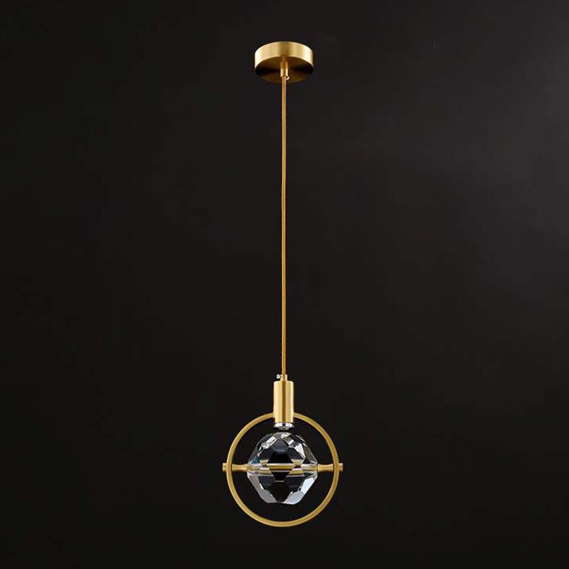 Moderner minimalistischer Stil Globe Einzelanhänger Kristall 1 Licht Anhänger Licht für Esszimmer