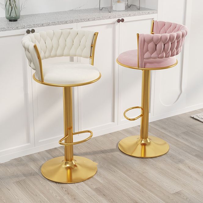 Modern Style Adjustable Backrest Counter Stool with Gold Base and Leather Cushion