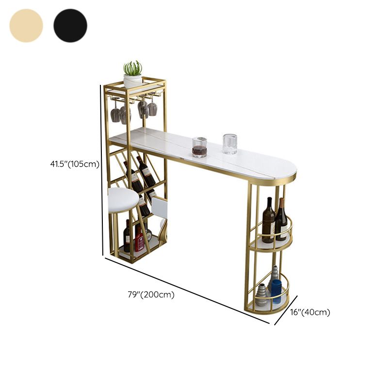 Sintered Stone Bar Table Modern Tulip Dining Table with Storage Shelves