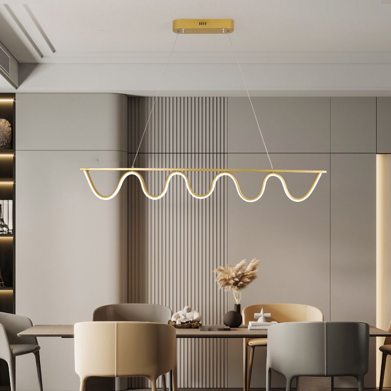 Linear Shape Island Pendant Contemporary Style Metal 1 Light Island Lighting