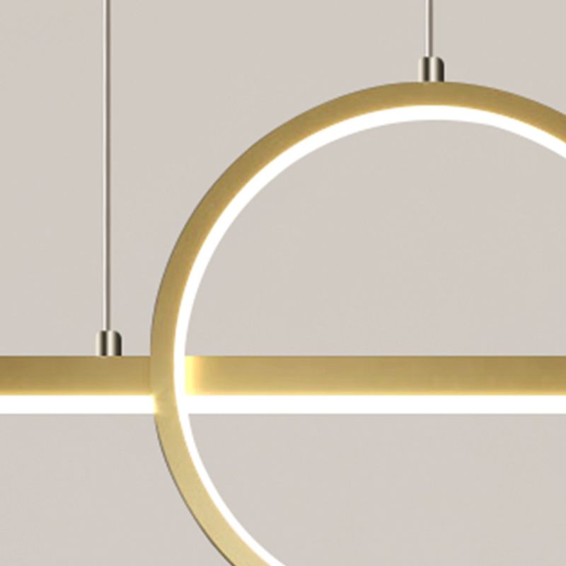 Post Modern LED Kitchen Island Fixture in Gold Linear Ceiling Pendant Lighting