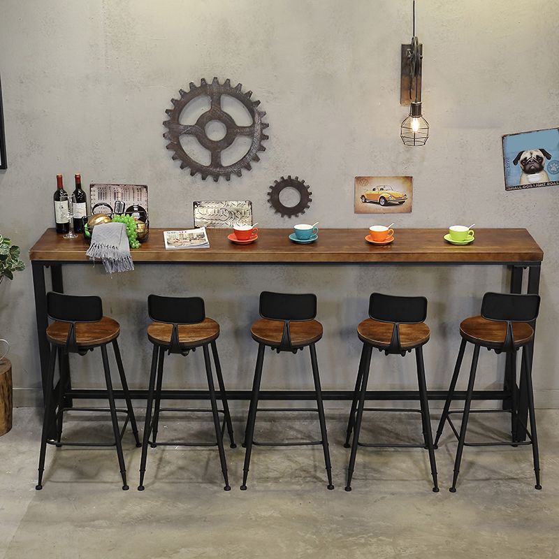 Coffee Shop Rectangle Wood Top Counter Table Iron Base Industrial Bar Table