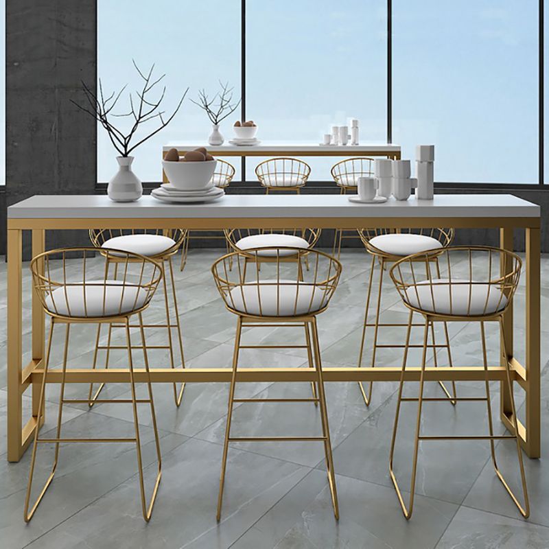 White Glam Style Bar Table in Metal and Wood Bar Indoor Bar Counter