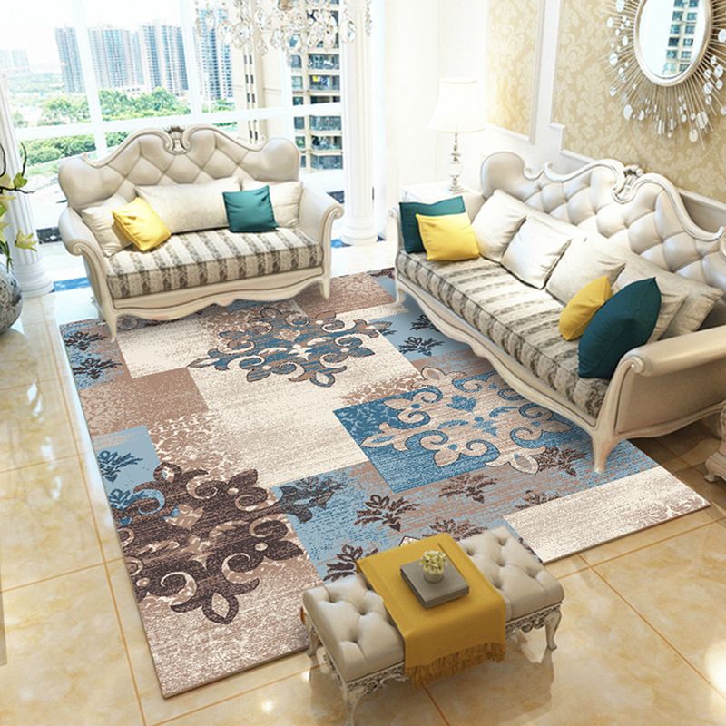 Casual Digital Print Floral Rug Multi-Color Modern Rug Polyester Stain Resistant Anti-Slip Backing Washable Carpet for Great Room