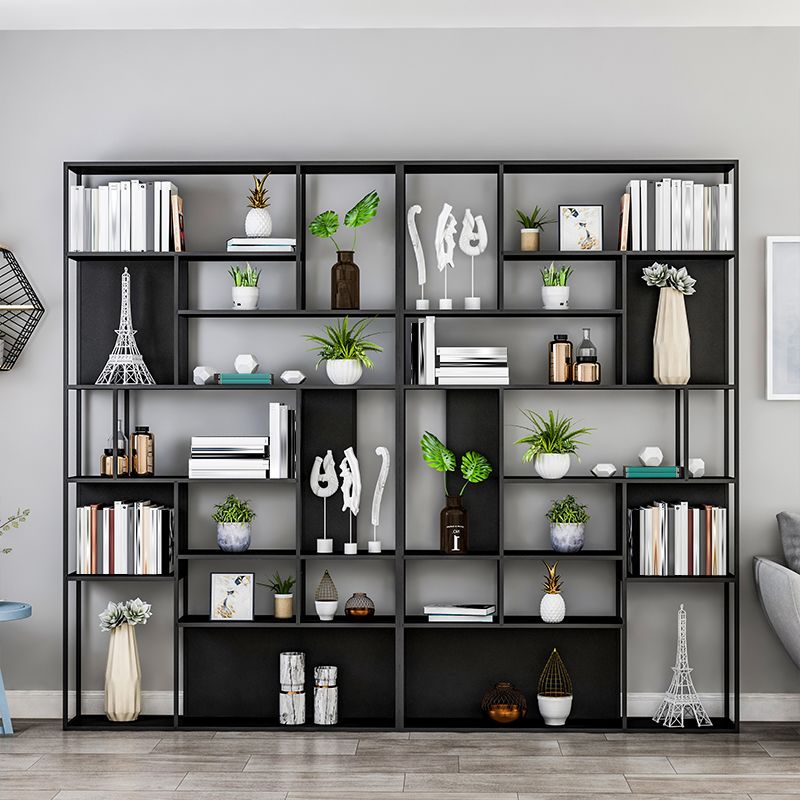 Home Office Etagere Bookcase Modern Metal Bookshelf with Rectangle Shelves