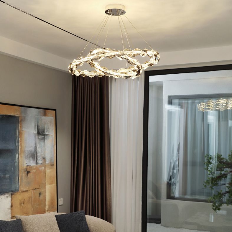 Contemporary Style Ceiling Lighting Ring Crystal Bedroom LED Ceiling Fixture