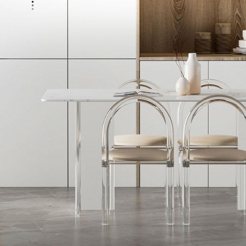 Modern Dining Set 1/2/5 Pcs Rectangle Acrylic Frame Dining Table and Chairs