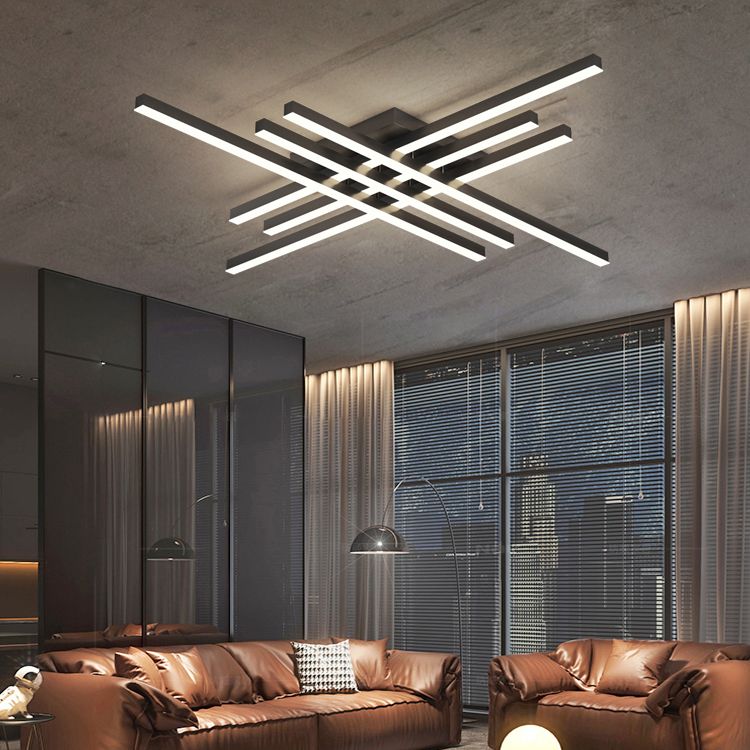 Luz de techo de semi rascillo de LED simple Luz de montaje semi rasgador de tiras con sombra de metal