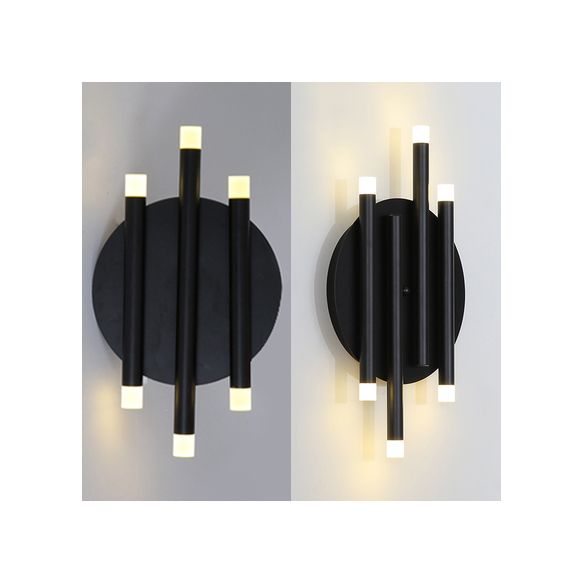 Semplice luce da parete nera con piastra rotonda a 6 luci lampada da parete in metallo per corridoio