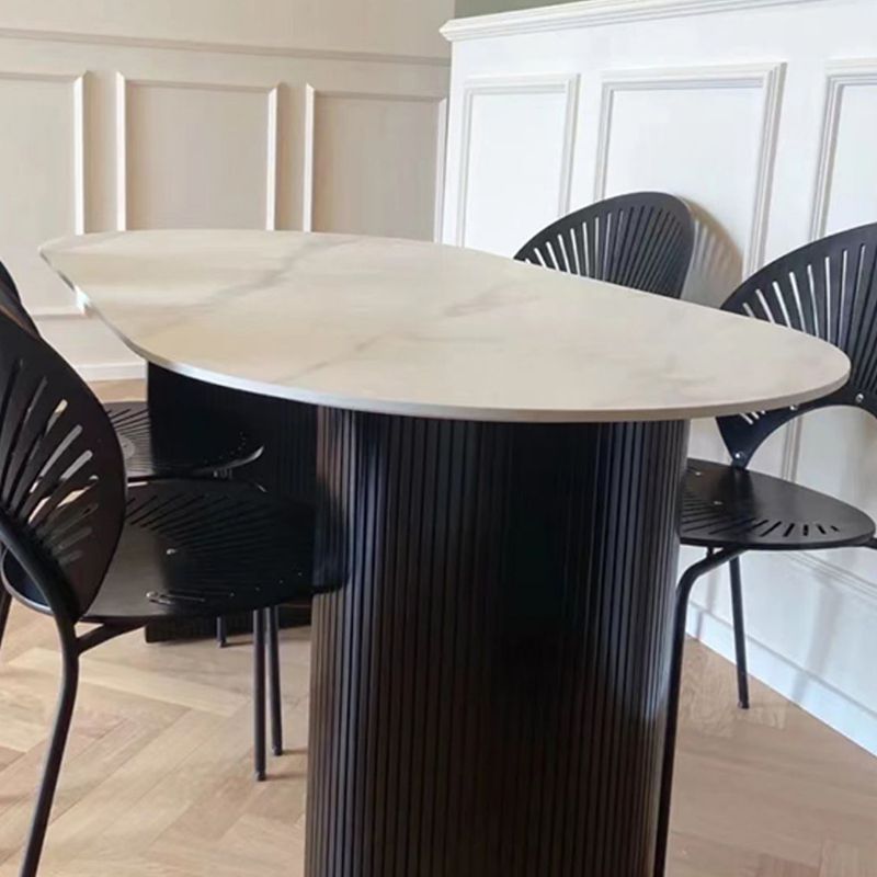Oval Dining Room Table Modern Black Double Pedestal Dinner Table