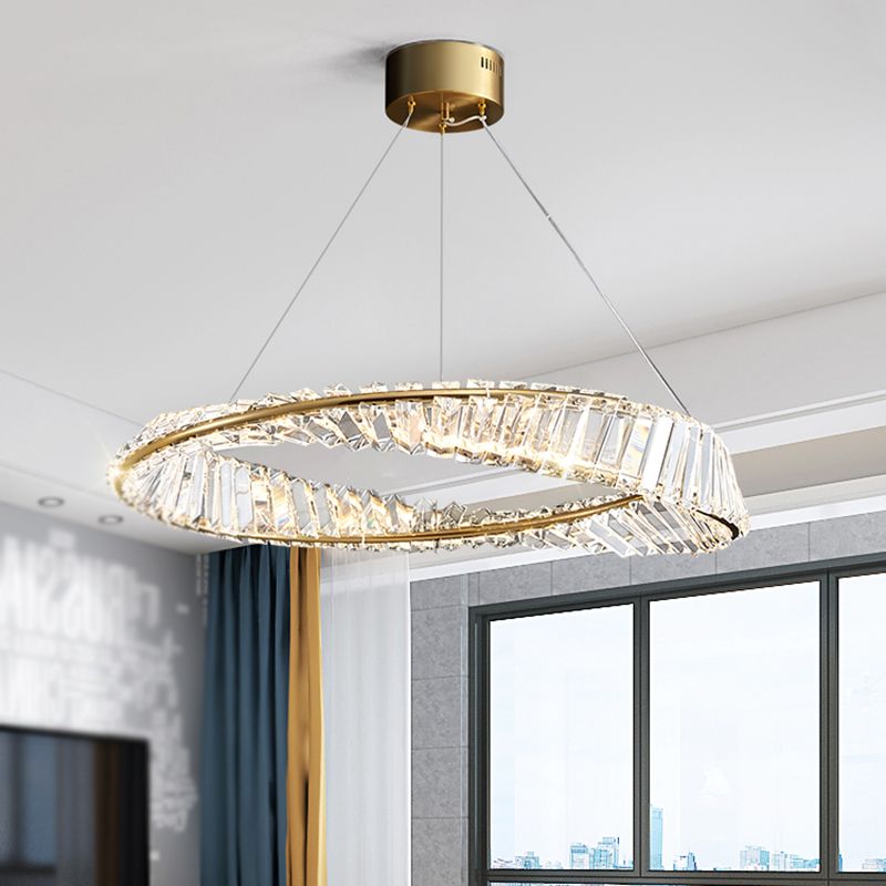 Cosco de techo contemporáneo colgante de iluminación de oro de cristal para sala de estar