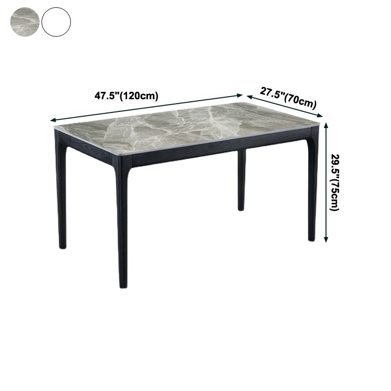 Rectangle Mid-Century Modern Dining Table Two-Color Fixed Table with Sintered Stone