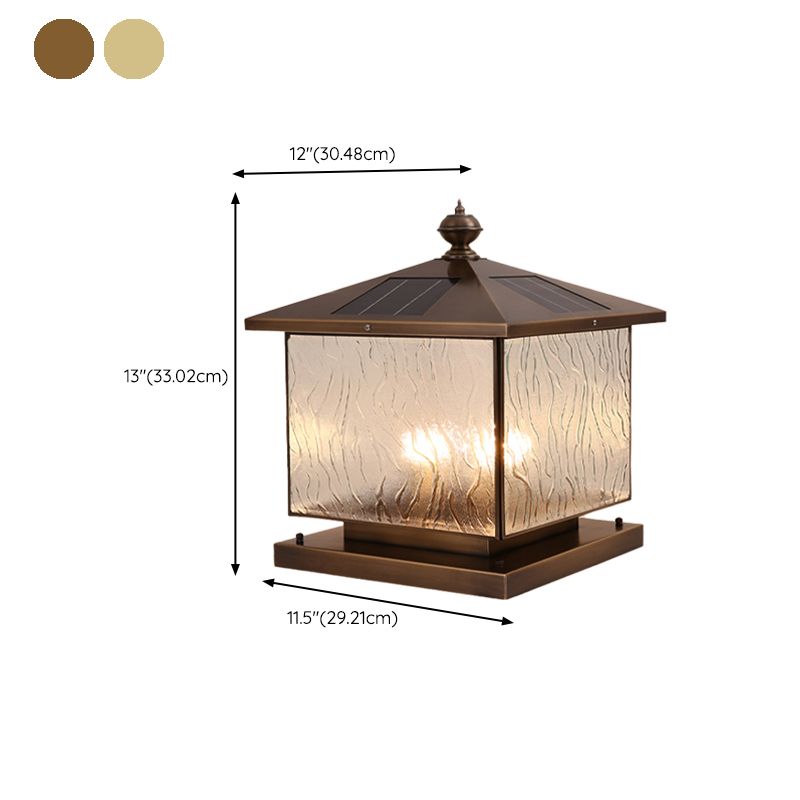 Rectangle Shape Metal Solar Pillar Lamp Modern 1 Light Waterproof Outdoor Light
