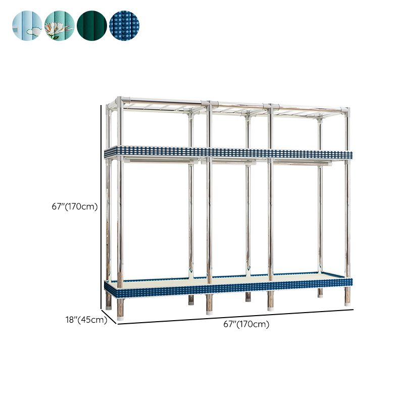 Contemporary Wardrobe Armoire with Shelves Steel Wardrobe Closet