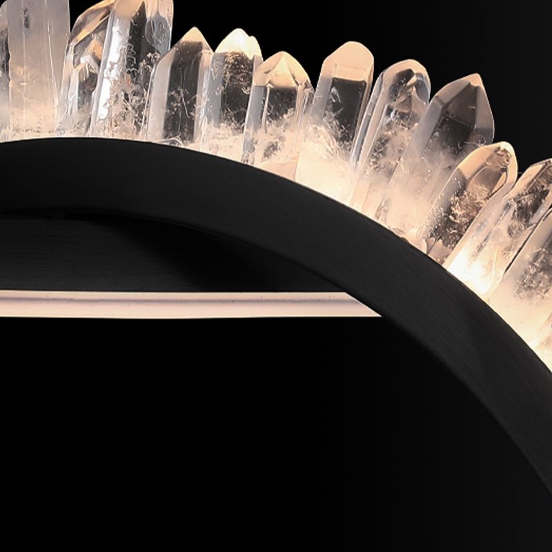 Minimalism Hanging Light Spiral LED Island Light Fixture with Crystal for Dining Room