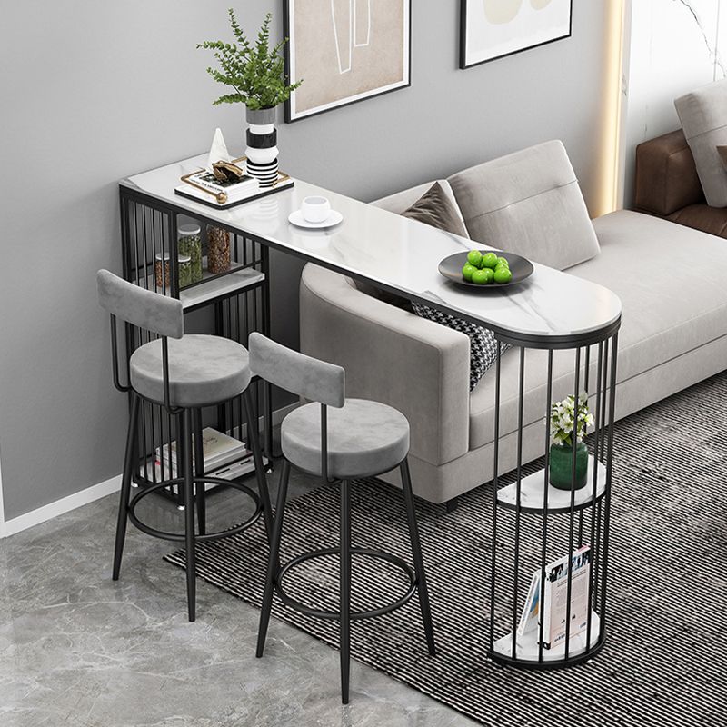 Metal Low Back Dining Stools Contemporary Armless Bar Stools with Cushion