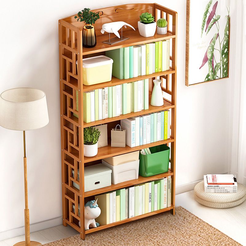 Natural Floor Bookshelf Contemporary Bamboo Shelf Bookcase for Study Room