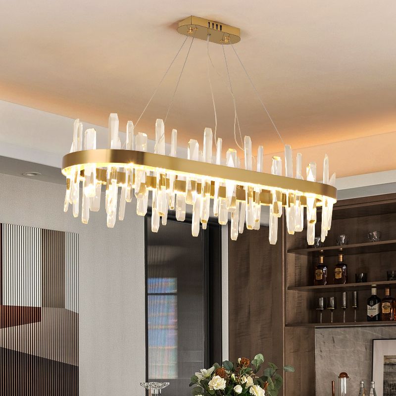 Moderner Anhänger Lichtkreis Kristall Ein leicht helles Inselbeleuchtung Idee für Esszimmer