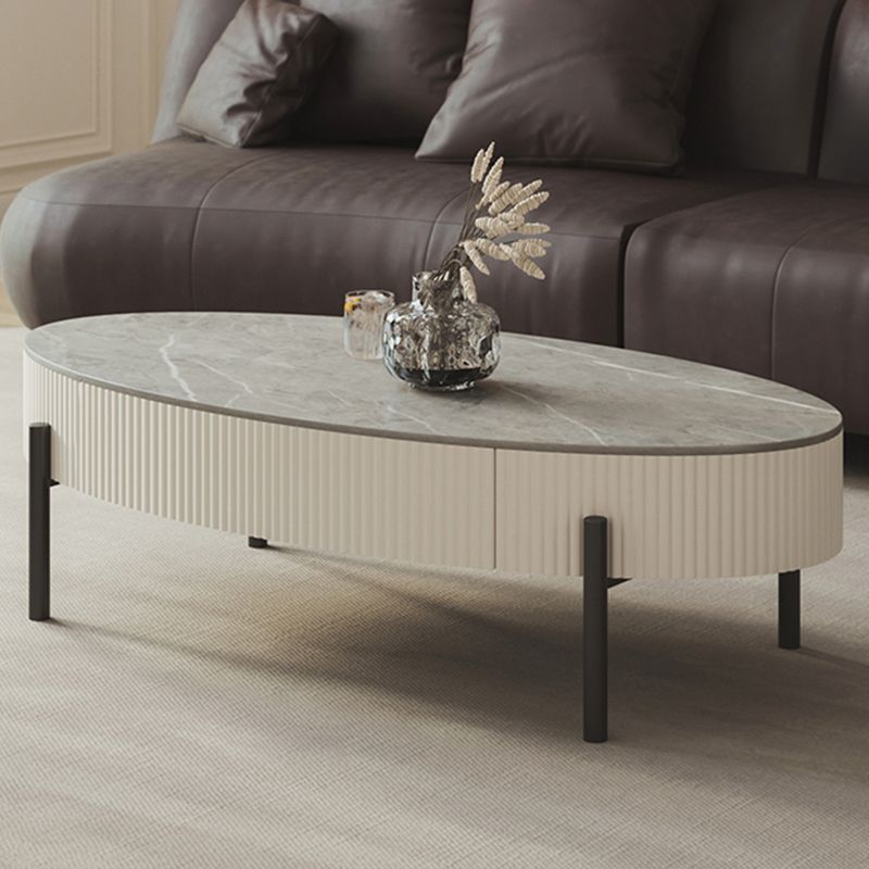 Glam 4 Legs Coffee Cocktail Table Slate Cocktail Table with Storage Drawers