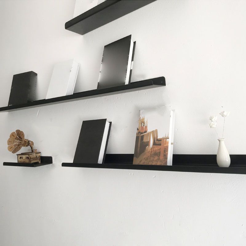 Metal Floating Bookcase Industrial Closed Back Bookshelf with Shelves