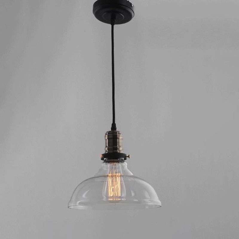 Retro Industrial 1 Light Pendant Barn Clear Glass Pendant Lighting for Coffee Shop