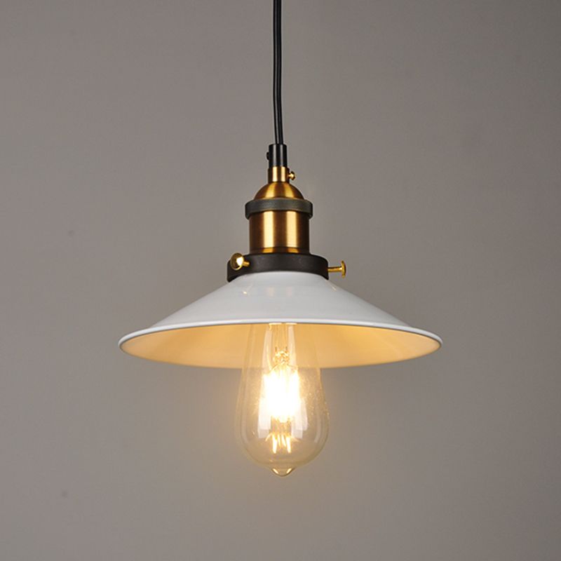 Ceiling Pendant Light Industrial Restaurant Pendant Light Kit with Tapered Metal Shade in White