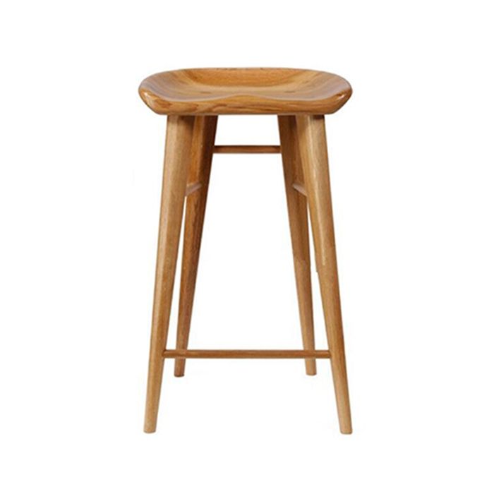 Modern Armless Counter Stool Wood Cafe Bar Stool with Wooden Seat and Pedal