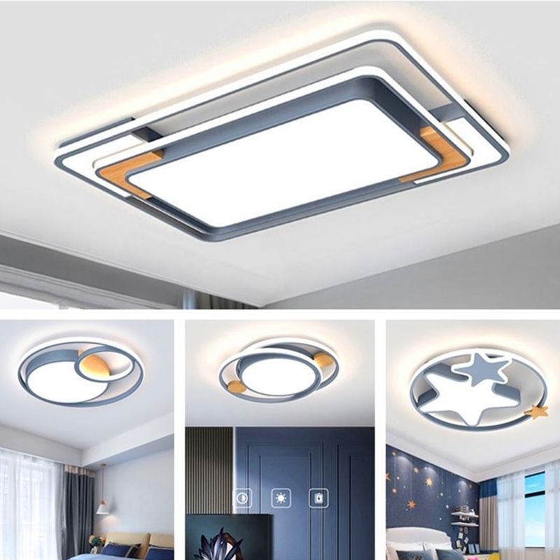 Plafonnier LED gris de forme géométrique, design nordique acrylique, plafonnier pour salon