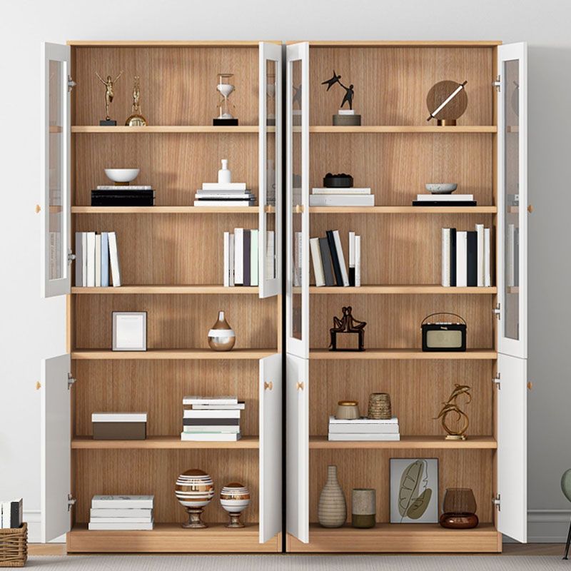 74.5"H Modern Bookcase Wood Closed Back Bookshelf with Door for Home Office