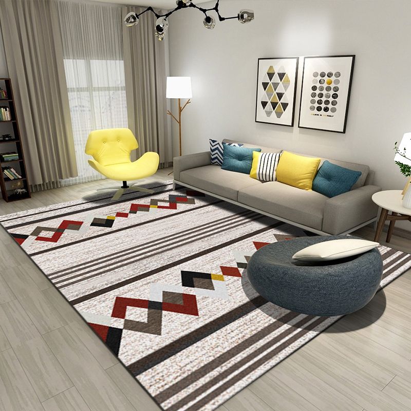 Classic Multi Color Geo Rug Polyster Glam Area Rug Non-Slip Backing Pet Friendly Carpet for Parlor