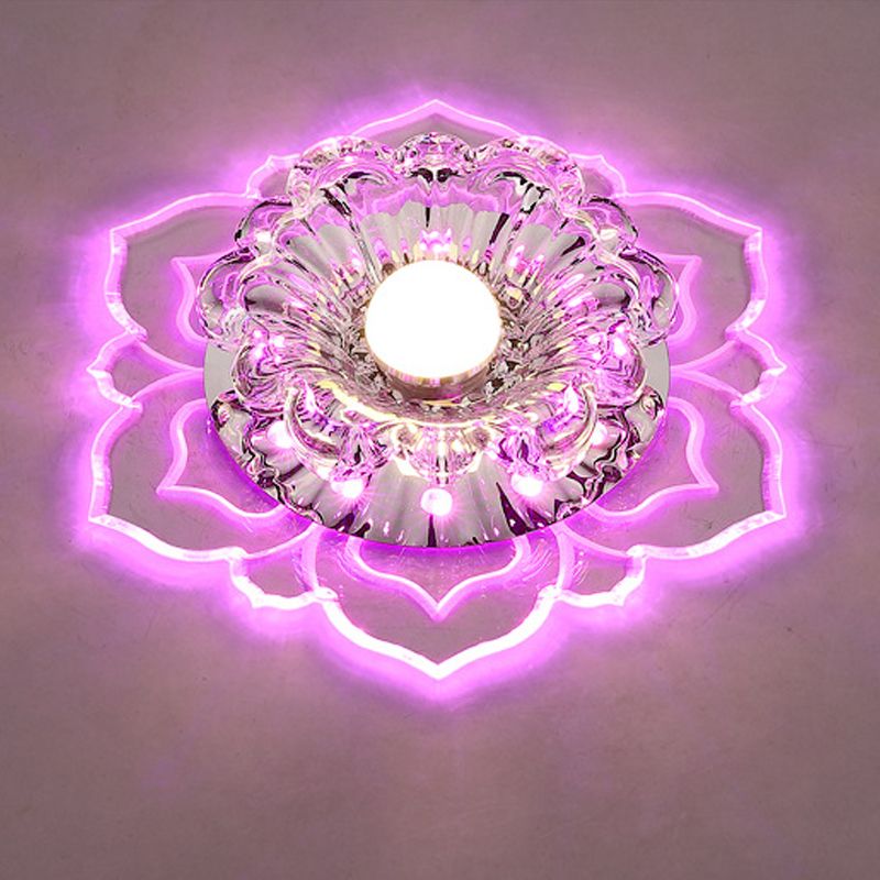 Lámpara de techo empotrada en forma de flor de estilo contemporáneo con orificio de cristal de 2-3,5 pulgadas de diámetro