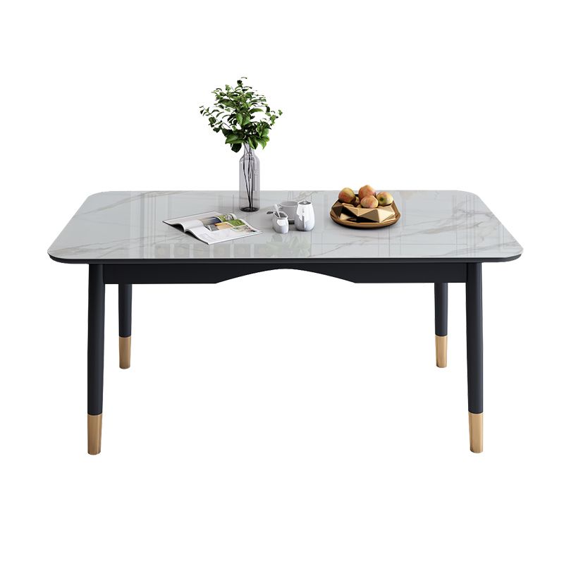 Modern Sintered Stone Standard Dining Table Rectangle Kitchen Dining Table with 4 Legs Base