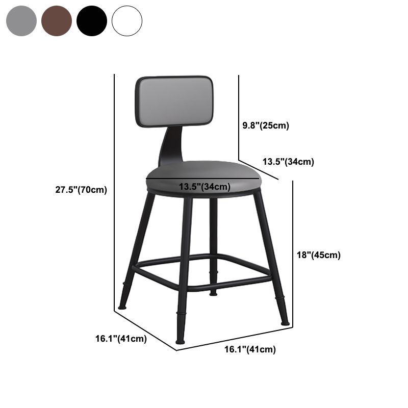 Modern Backrest Armless Counter Stool Iron Cafe Bar Stool with Leather Cushion