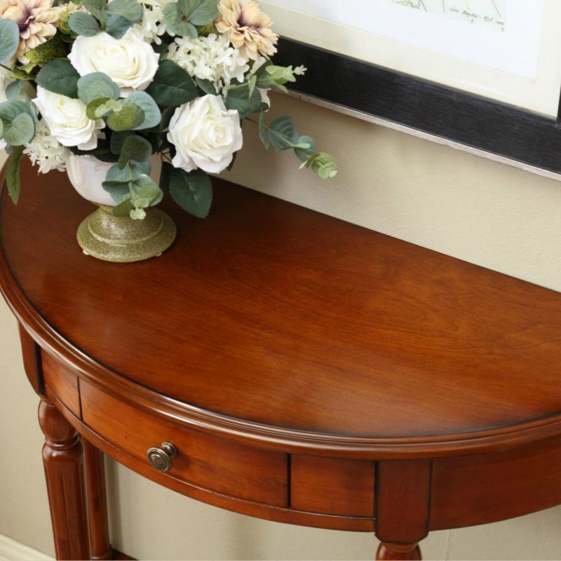 Storage Half Moon Console Table Wood Mid-Century Modern End Table