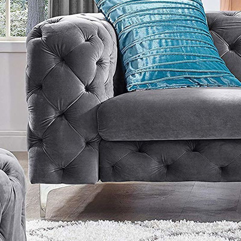 Contemporary Tufted Back Sofa 2/3-Seat Tuxedo Arm with Metal Legs