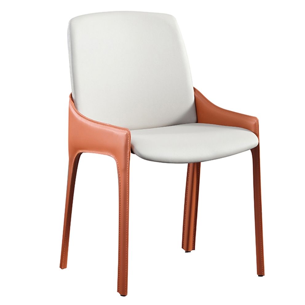 Modern Style Faux Leather Arm Dining Chairs Metal Dining Chair for Home Use
