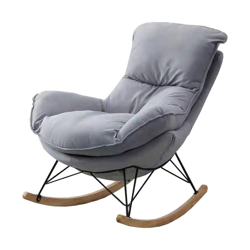 Modern Solid Color Rocking Chair Water Resistant Faux Leather with Cushions