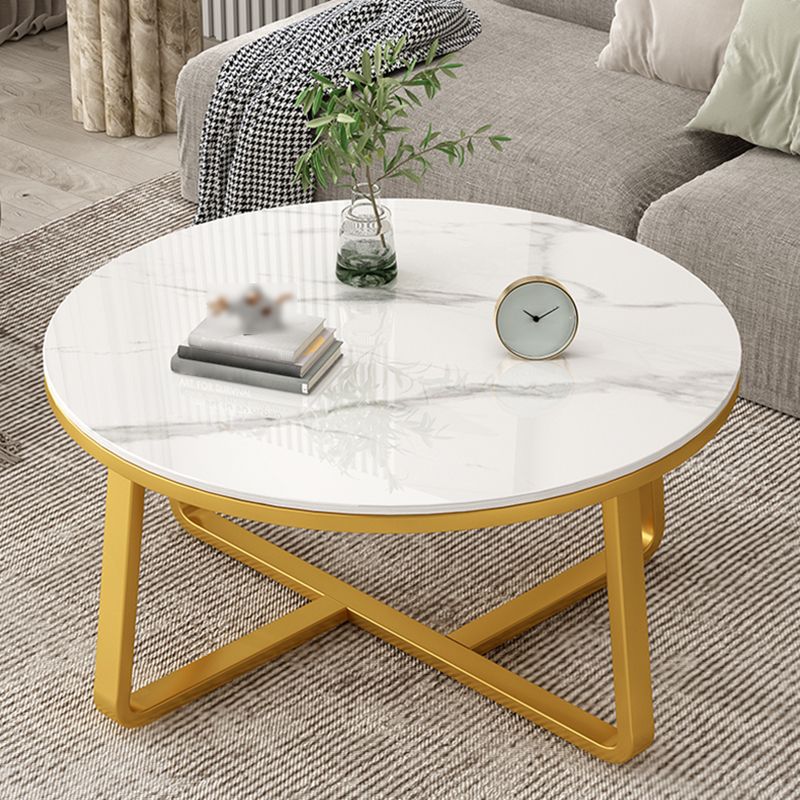 Slate and Metal Single Coffee Table Round Frame 1 Coffee Table