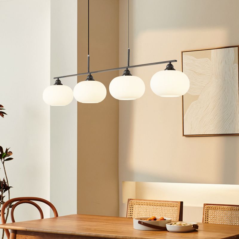 Modern Metal Pendant Light Persimmon Shape Island Light with Glass Shade for Living Room