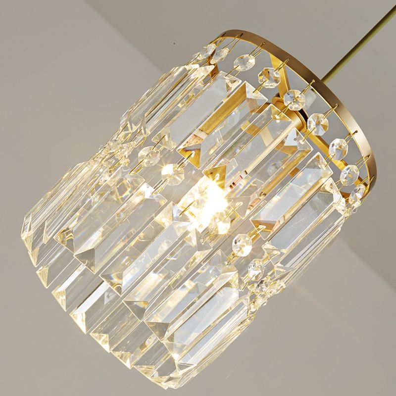 Contemporary Style Cylinder Shape Island Lights Crystal 3 Light Island Lighting in Gold