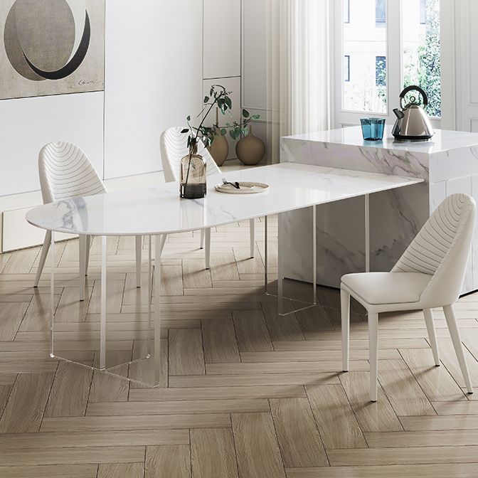 Sintered Stone Dining Table Modern Style Dining Table with Acrylic Base